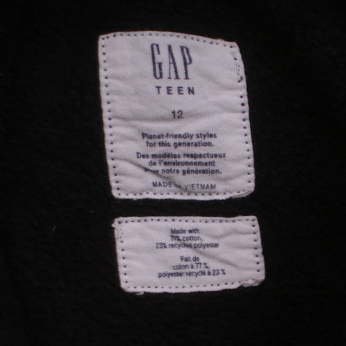 GAP Boys Black Pullover Hoodie Size 12 Cotton Blend Casual Sweatshirt