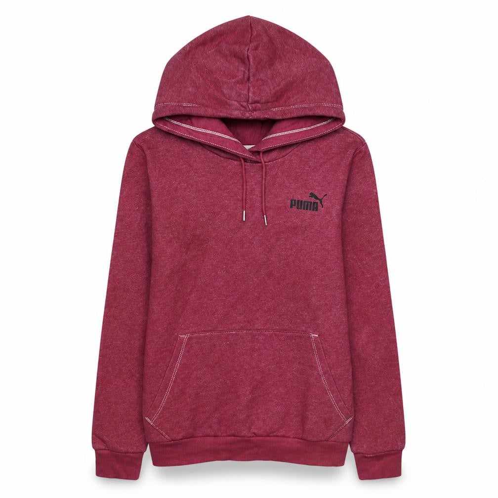 Front view of Puma women’s pink pullover hoodie xs casual athletic sweatshirt