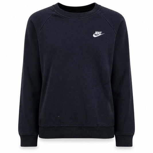 Front view of Nike Women’s Black Small Crew Neck Pullover Sweatshirt 80% Cotton