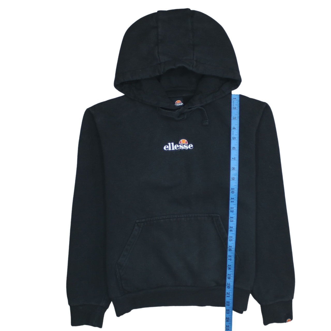 Ellesse Mens Black Pullover Hoodie Medium Logo Embroidered Fleece Sweatshirt