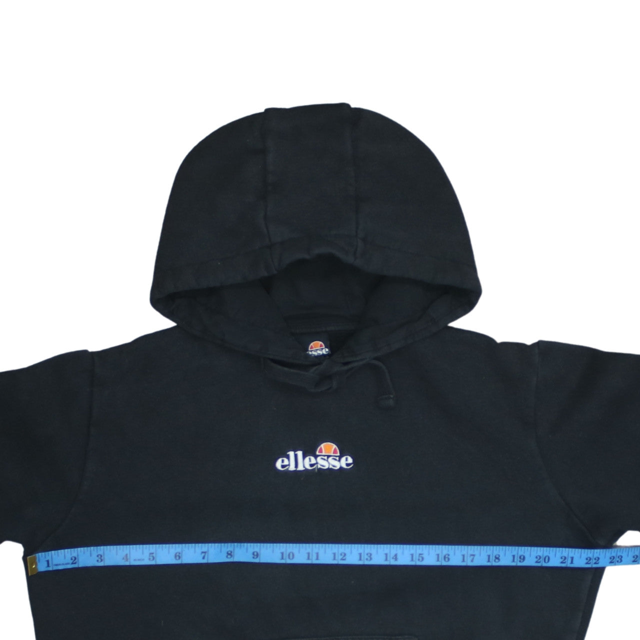 Ellesse Mens Black Pullover Hoodie Medium Logo Embroidered Fleece Sweatshirt