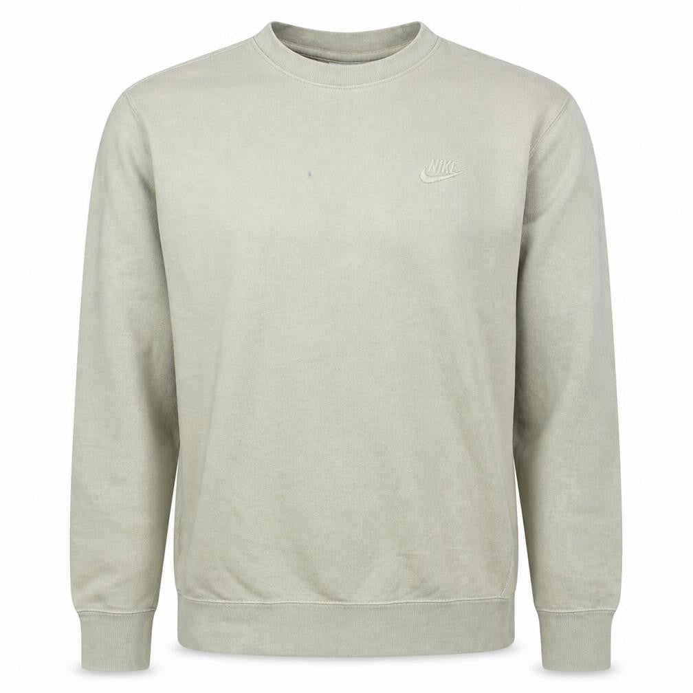 Front view of Nike Men's Beige XS Crew Neck Long Sleeve Pullover Sweatshirt