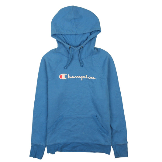 Champion Men's Blue Pullover Hoodie Size S Graphic Logo Sweatshirt