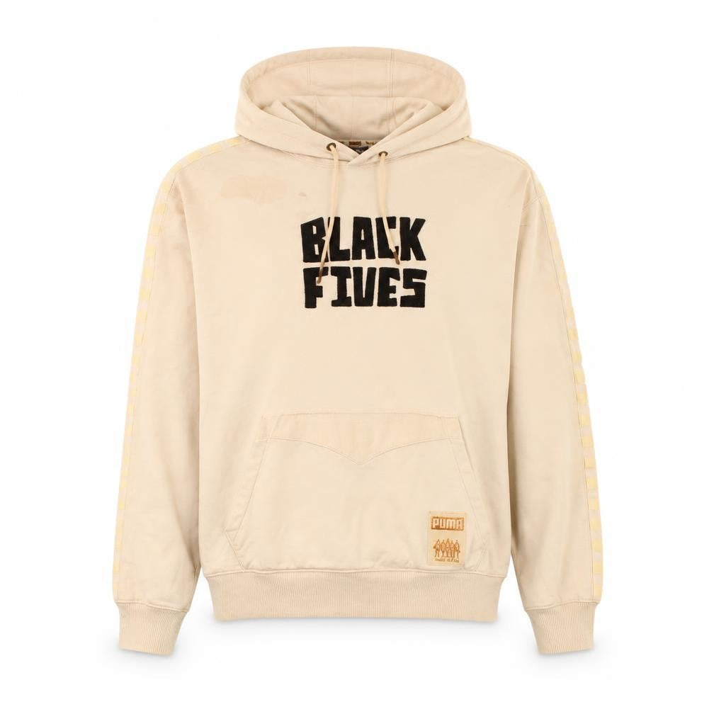 Front view of Puma Men’s Beige Pullover Hoodie M Regular Fit Sports Graphic