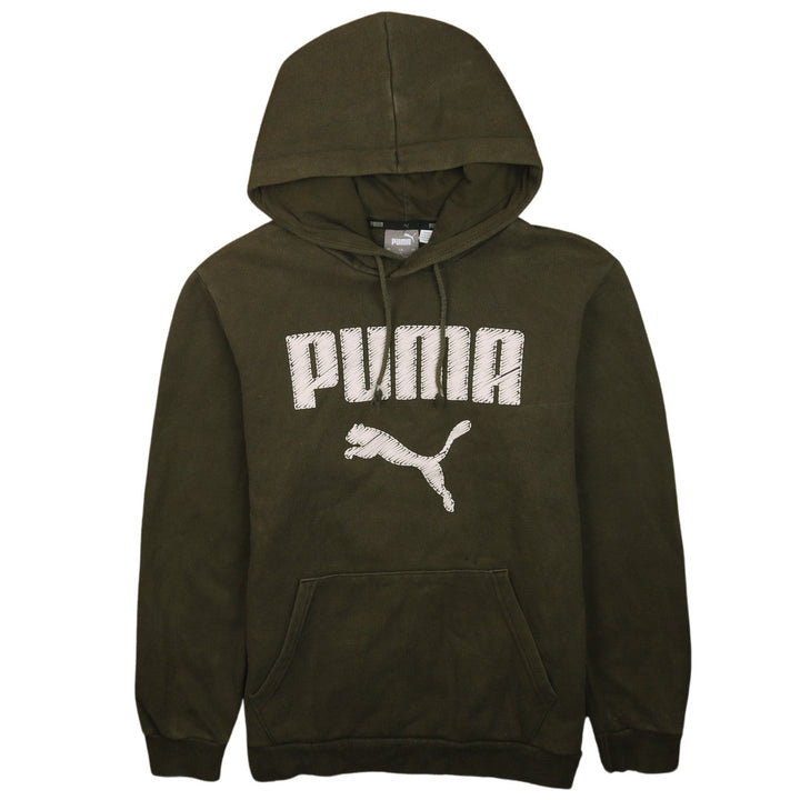 Puma Men's Green Pullover Hoodie Small Graphic Logo Sweatshirt