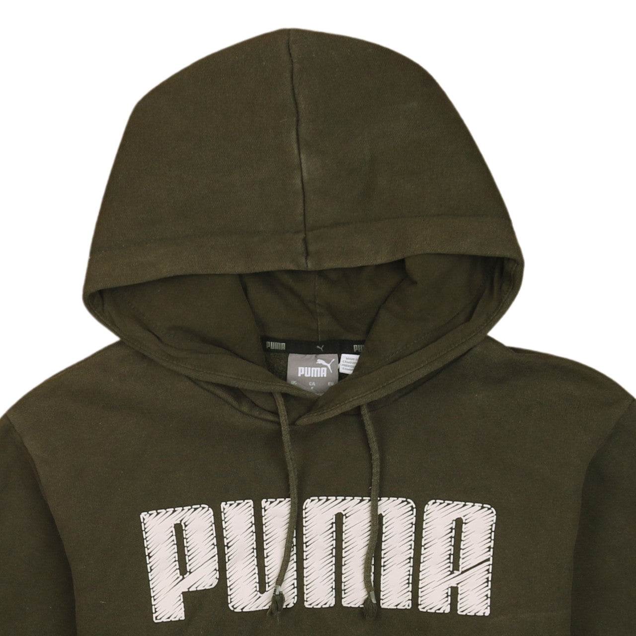 Puma Men's Green Pullover Hoodie Small Graphic Logo Sweatshirt