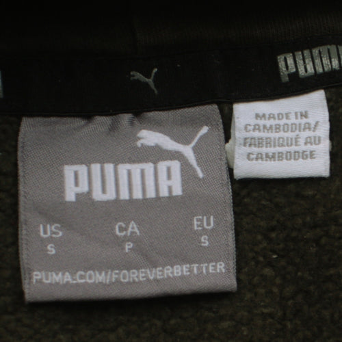Puma Men's Green Pullover Hoodie Small Graphic Logo Sweatshirt