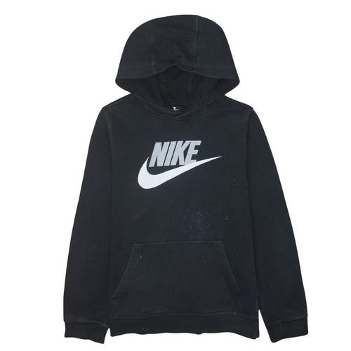 Nike Boys Black XL Pullover Hoodie with Logo Print Standard Fit