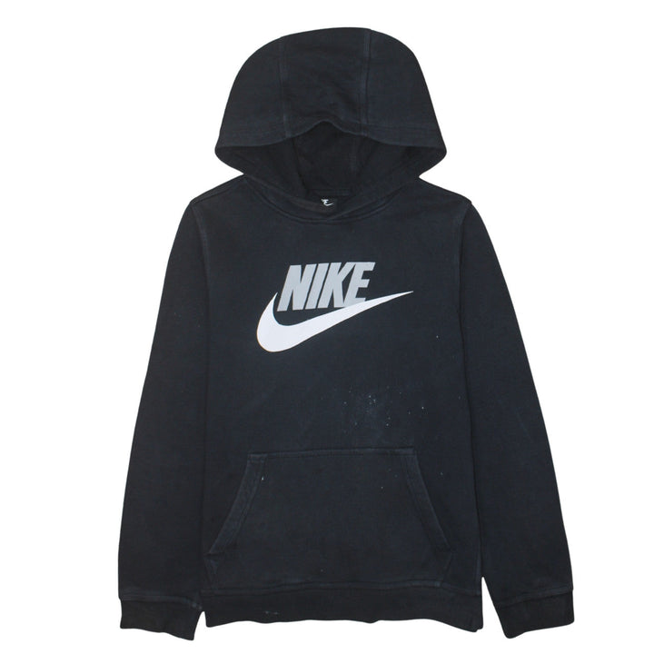 Nike Boys Black XL Pullover Hoodie with Logo Print Standard Fit