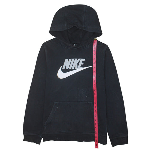 Nike Boys Black XL Pullover Hoodie with Logo Print Standard Fit