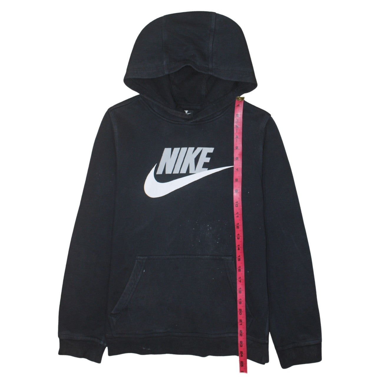 Nike Boys Black XL Pullover Hoodie with Logo Print Standard Fit