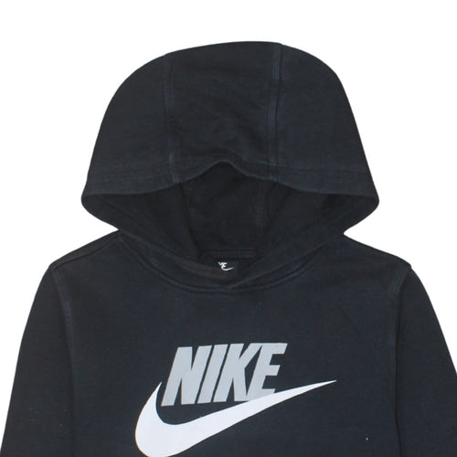 Nike Boys Black XL Pullover Hoodie with Logo Print Standard Fit
