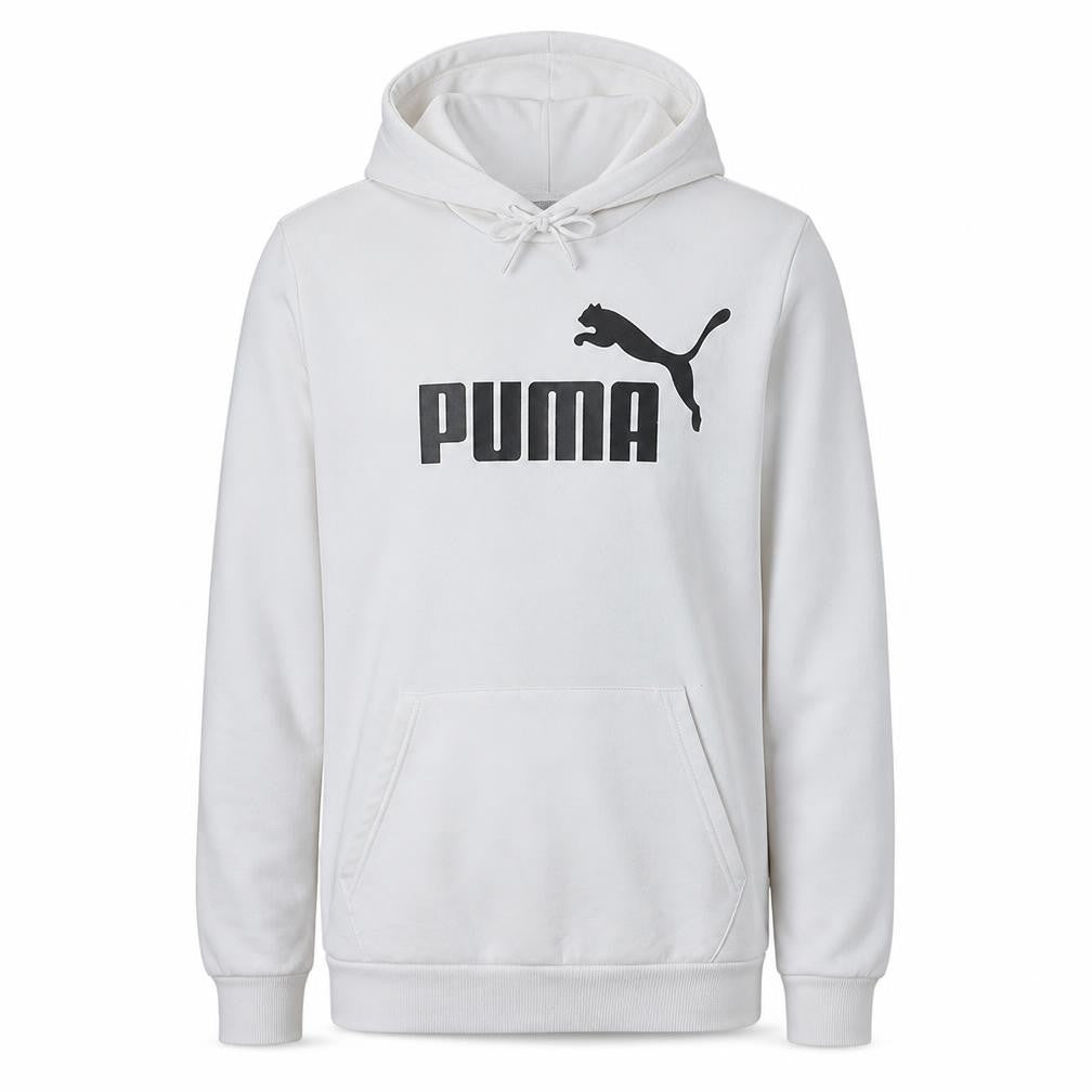 Front view of PUMA Men's White Pullover Hoodie Small Regular Fit Sportswear