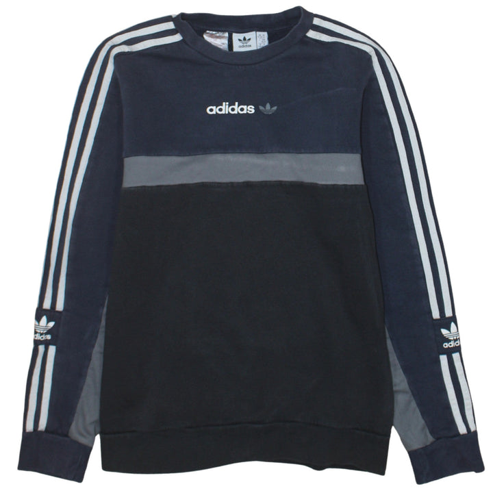 Adidas Boys Navy Black Colourblock Sweatshirt XL 15-16 Years Long Sleeve