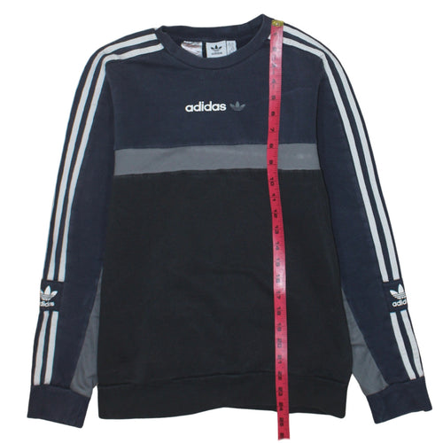 Adidas Boys Navy Black Colourblock Sweatshirt XL 15-16 Years Long Sleeve