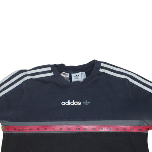 Adidas Boys Navy Black Colourblock Sweatshirt XL 15-16 Years Long Sleeve