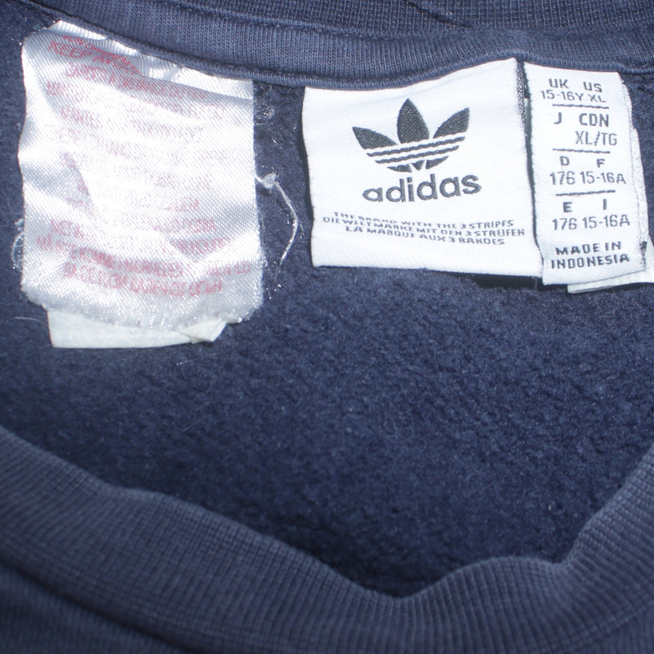 Adidas Boys Navy Black Colourblock Sweatshirt XL 15-16 Years Long Sleeve