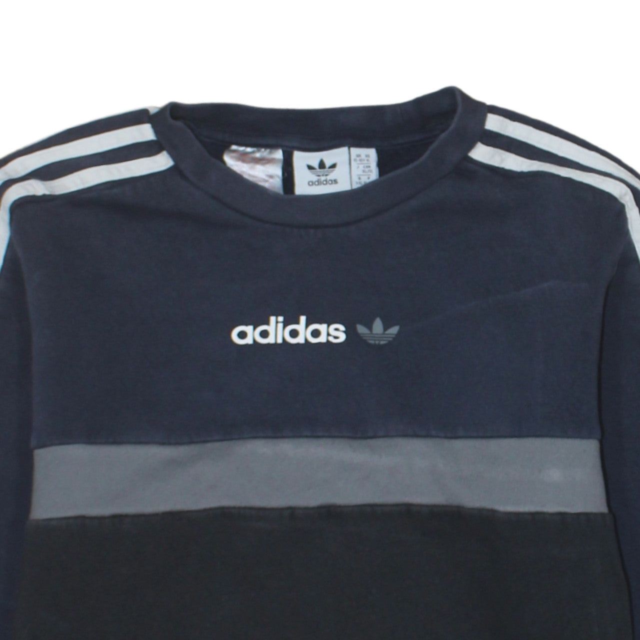 Adidas Boys Navy Black Colourblock Sweatshirt XL 15-16 Years Long Sleeve