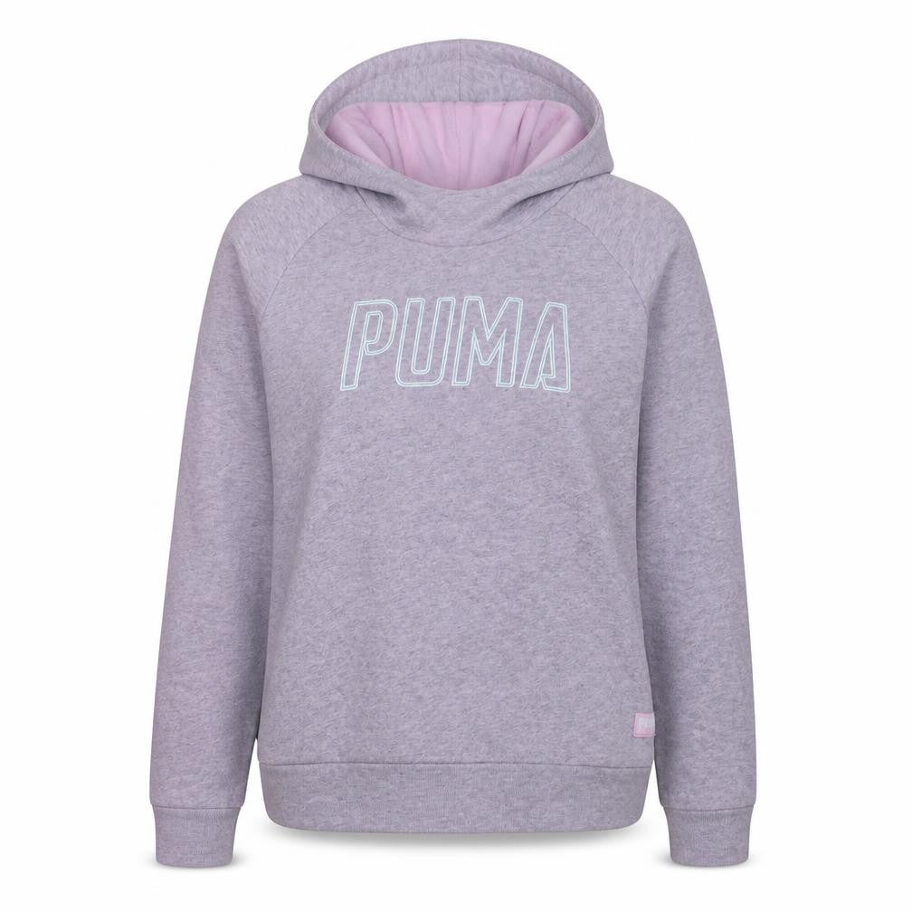 Front view of Puma women’s grey hooded pullover sweatshirt xl