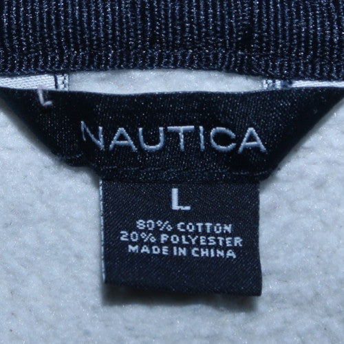 Nautica Women Grey Full Zip Hoodie L Cotton Blend Casual