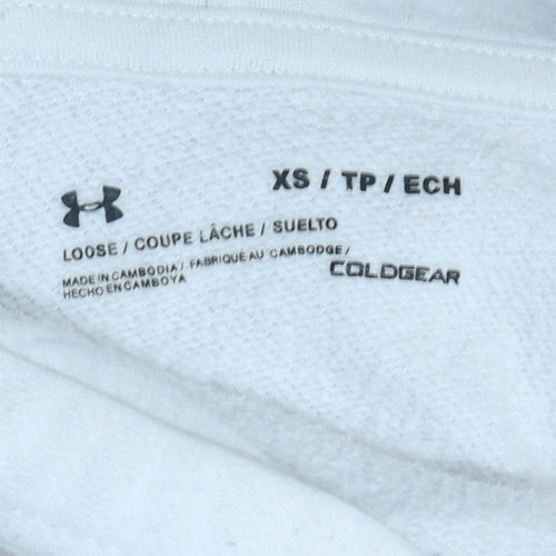 Under Armour Mens White XS Pullover Hoodie ColdGear Fleece Sportswear
