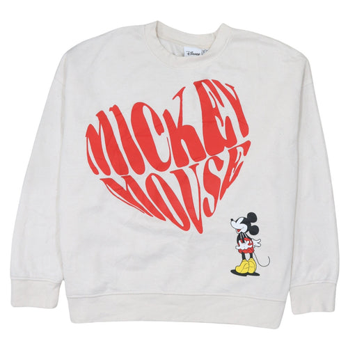 Disney Womens Ivory Mickey Mouse Graphic Pullover Sweatshirt XL