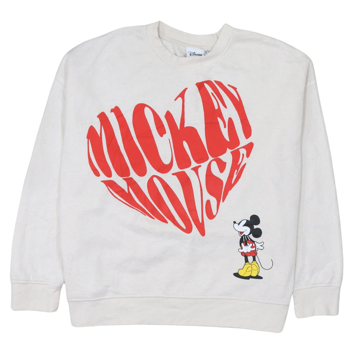 Disney Womens Ivory Mickey Mouse Graphic Pullover Sweatshirt XL