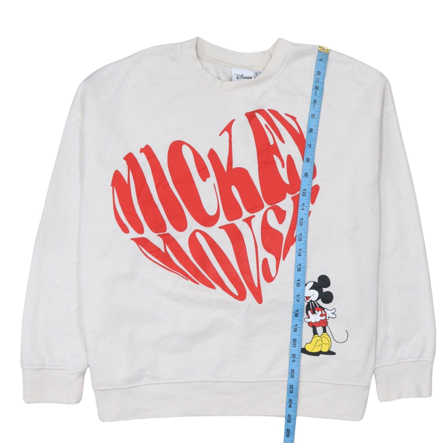 Disney Womens Ivory Mickey Mouse Graphic Pullover Sweatshirt XL