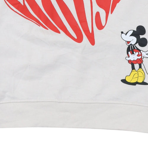 Disney Womens Ivory Mickey Mouse Graphic Pullover Sweatshirt XL