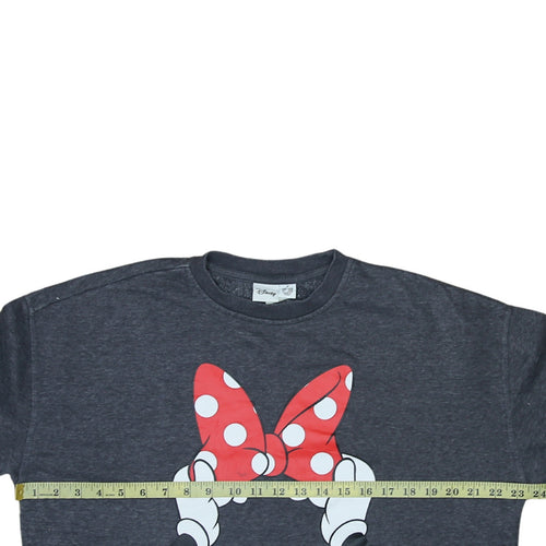 Disney Women Grey Minnie Mouse Bow Pullover Sweatshirt Size 12/14