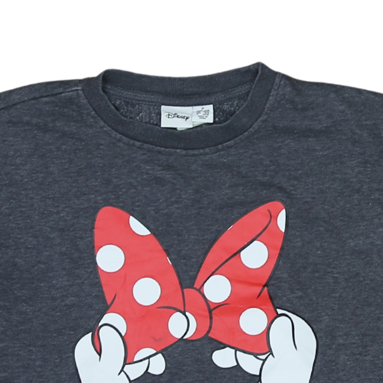 Disney Women Grey Minnie Mouse Bow Pullover Sweatshirt Size 12/14