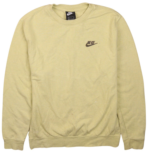 Nike Men's Beige Small Logo Crew Neck Pullover Sweatshirt