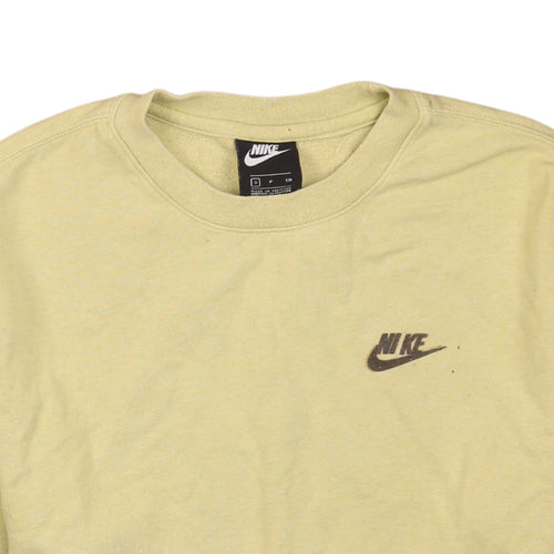 Nike Men's Beige Small Logo Crew Neck Pullover Sweatshirt