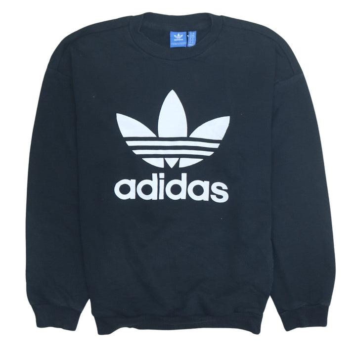 Adidas Womens Black Crew Neck Pullover Sweatshirt UK 6 XS