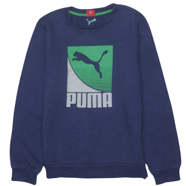 Puma Boys Blue Graphic Print Pullover Sweatshirt Size 152 L