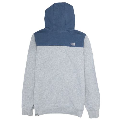 The North Face Boys Grey & Blue Pullover Hoodie Youth Large Logo Sweatshirt