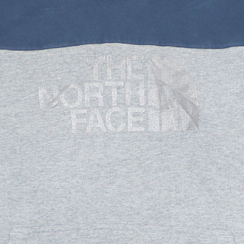 The North Face Boys Grey & Blue Pullover Hoodie Youth Large Logo Sweatshirt