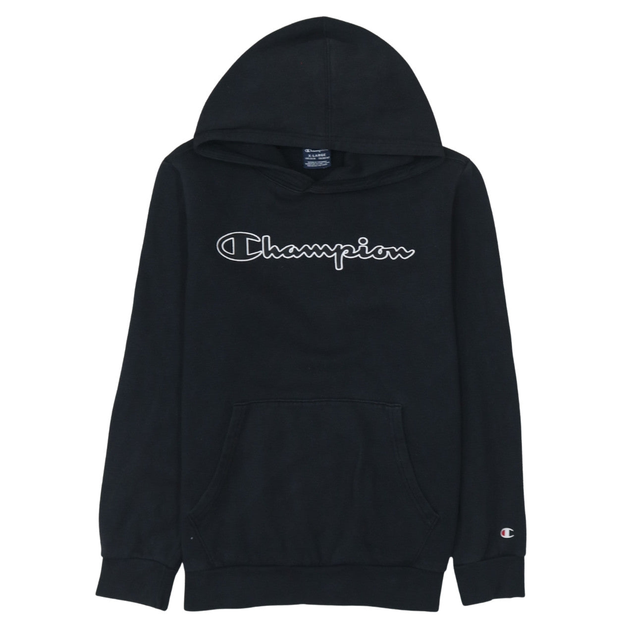 Champion Boys Black XL Pullover Hoodie with Logo Embroidery