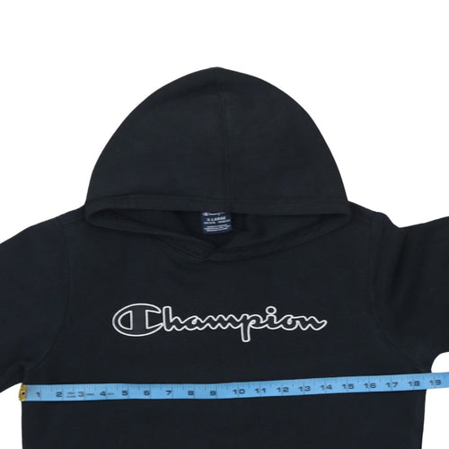Champion Boys Black XL Pullover Hoodie with Logo Embroidery