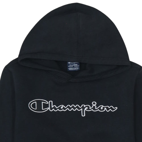 Champion Boys Black XL Pullover Hoodie with Logo Embroidery