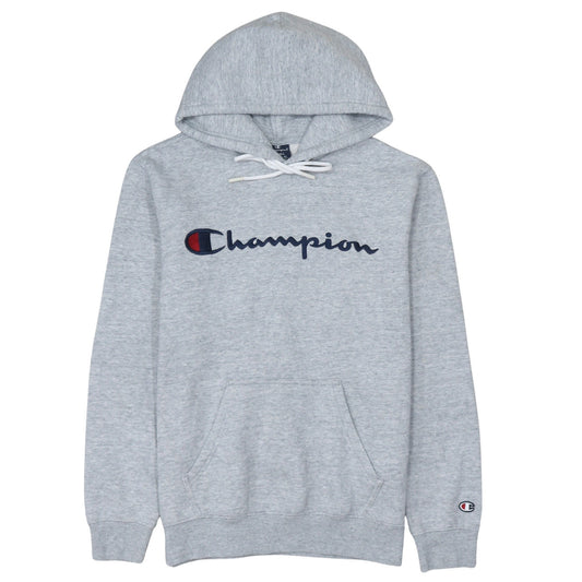 Champion Men’s Grey Pullover Hoodie Small Embroidered Logo Fleece