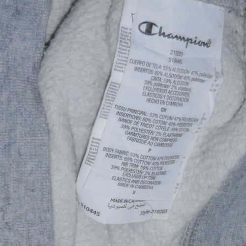 Champion Men’s Grey Pullover Hoodie Small Embroidered Logo Fleece