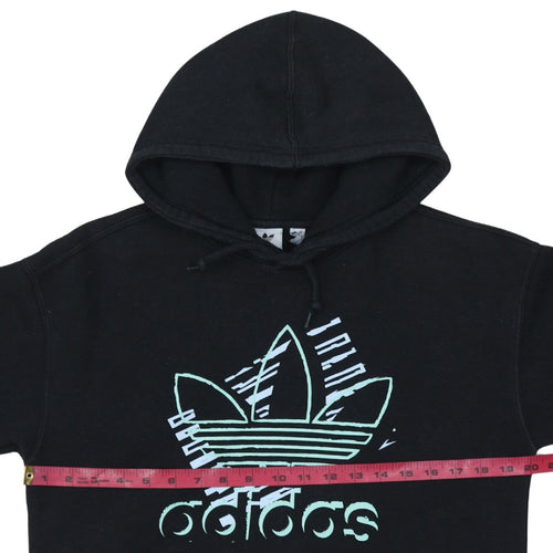 Adidas Womens Black Pullover Hoodie Size M Graphic Logo Print