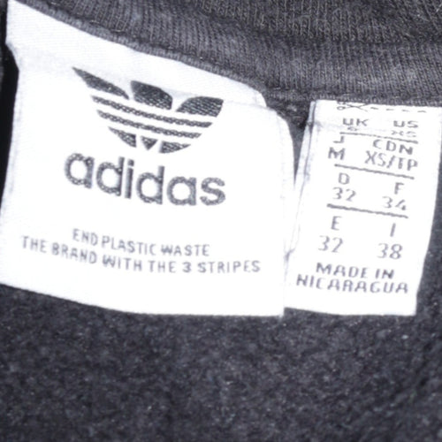 Adidas Womens Black Pullover Hoodie Size M Graphic Logo Print