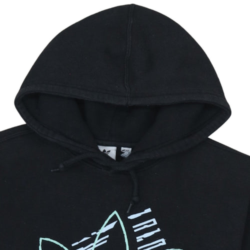 Adidas Womens Black Pullover Hoodie Size M Graphic Logo Print