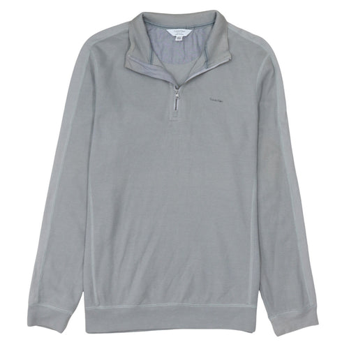 Calvin Klein Men's Grey Classic Fit 1/4 Zip Cotton Sweatshirt Size L