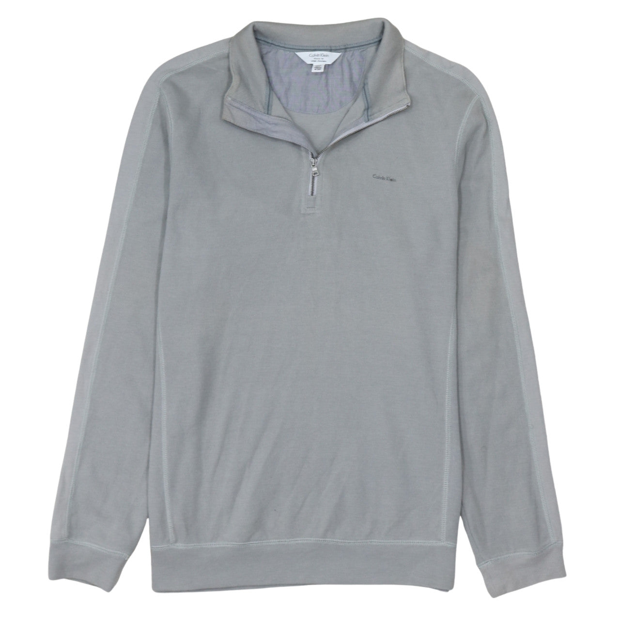 Calvin Klein Men's Grey Classic Fit 1/4 Zip Cotton Sweatshirt Size L