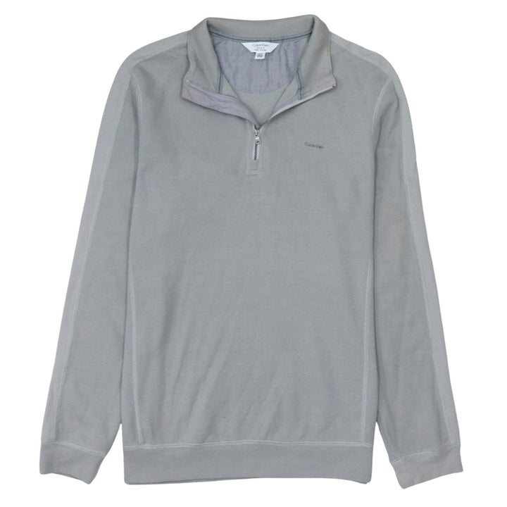 Calvin Klein Men's Grey Classic Fit 1/4 Zip Cotton Sweatshirt Size L