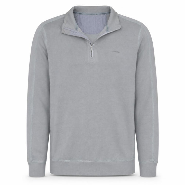 Calvin Klein Men's Grey Classic Fit 1/4 Zip Cotton Sweatshirt Size L