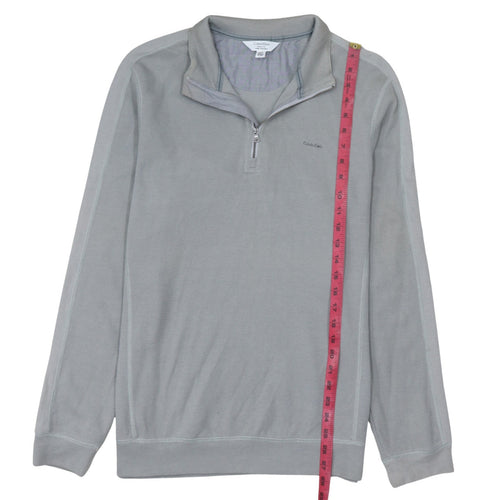 Calvin Klein Men's Grey Classic Fit 1/4 Zip Cotton Sweatshirt Size L